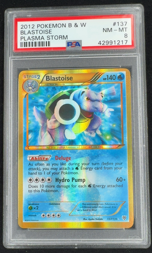 2013 POKEMON BLACK & WHITE PLASMA STORM BLASTOISE #137 PLASMA STORM [PSA NM-MT 8]