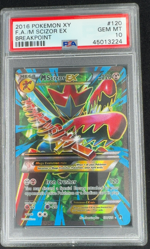 2016 POKEMON XY BREAKPOINT FA/M SCIZOR EX #120 BREAKPOINT [PSA GEM MT 10]